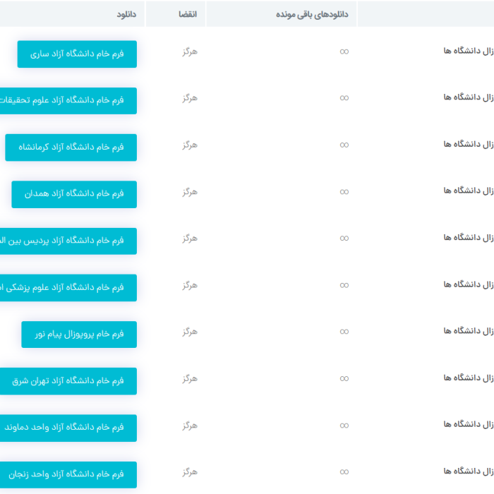 فرم خام پروپوزال دانشگاه ها